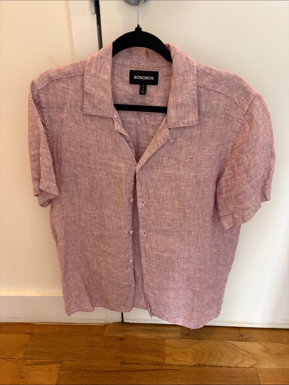 Bonobos Men's Short-Sleeve Linen Shirt - Light Pink